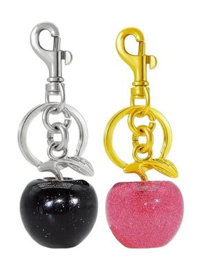 Apple Bag Charm Keychain Set Gold Silver Pink Black Glitter OS